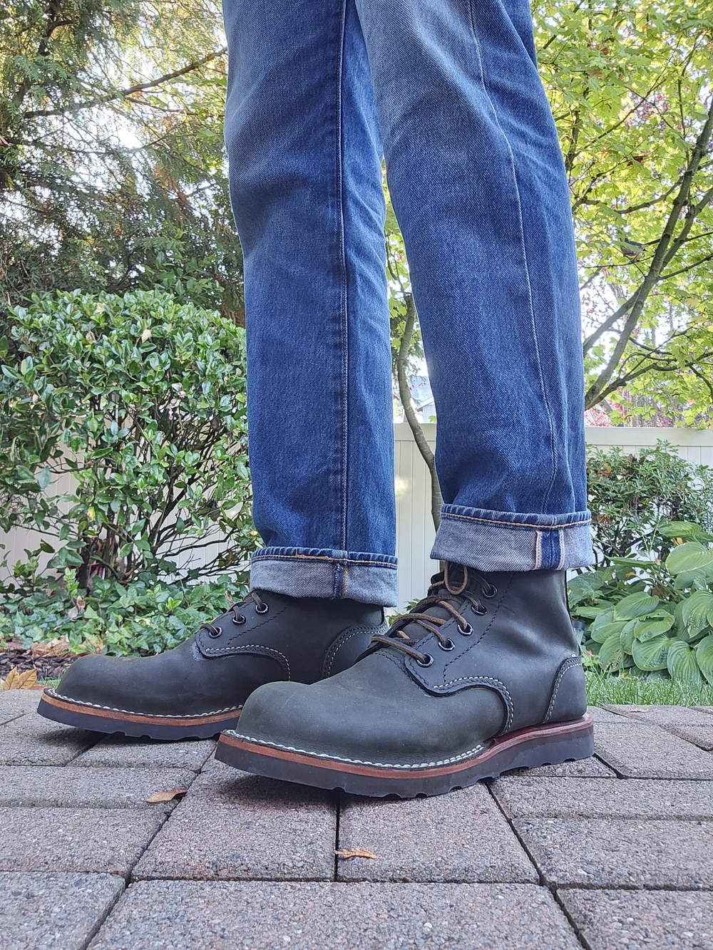 Handmade Olive Green Leather Work Boots - Classic Lace-Up - Picture 4 of 6